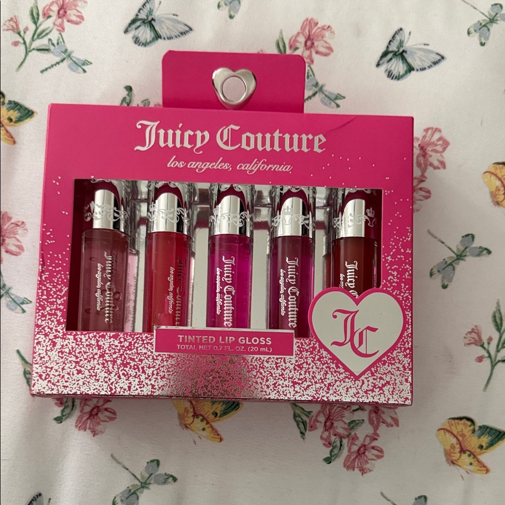 Juicy Couture Tinted Lip Gloss Set — Hot Pink Packaging with Pink & Red Glosses
